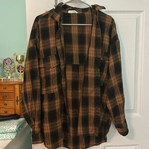 Plaid flannel, rustic orange and black color